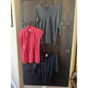 Mossimo Sweater Lot of 3 Size Small 3/4 Qt Sleeve V-Neck Pullover Women's E254